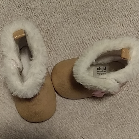 0-3 Months Child of Mine Gold & Pink Baby Boots - Picture 4 of 8